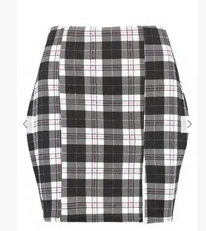 Boohoo split front checked mini skirt plaid size US 8 thumbnail 2