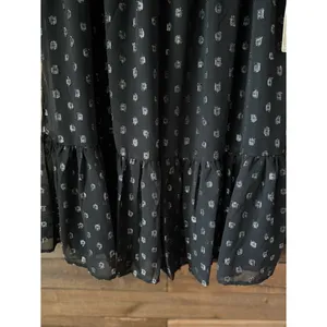 Black Metallic Dot Tiered Midi Skirt Boho Romantic Flowy Skirt thumbnail 6