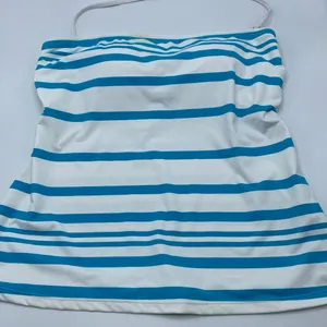 Lauren Ralph Lauren Women Tankini Swimsuit Top LR44E88 Turquoise Stripe Size 10 thumbnail 1