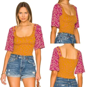 Free People Marigold Tee in Golden Combo Size Small thumbnail 2