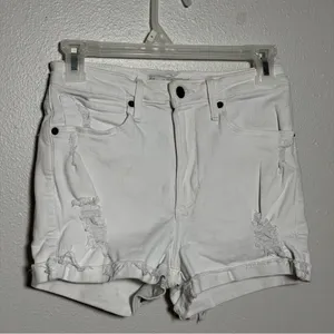Abercrombie & Fitch High Rise White Distressed Women Jean Shorts size 2‎ thumbnail 2