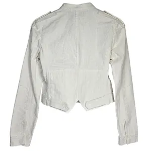 BCBGMaxAzria Frankie Off‎ White Zip Up Moto Blazer Jacket XS Textured thumbnail 2