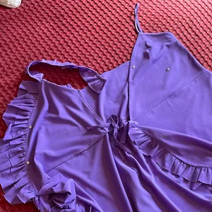 Handmade One-of-a-Kind Purple Chiffon Ruffle Wrap Mini Dress Vintage Fabric thumbnail 4