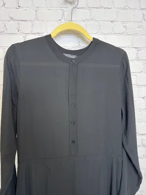 Aqua button down black midi swing dress size medium fairy grunge gothic witchy thumbnail 3