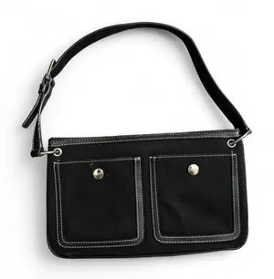 Esprit Black‎ Canvas Baguette Shoulder Bag Y2K thumbnail 1