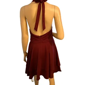 Kayla I Hillier For ALYCE Burgundy Halter Flare‎ Dress SZ L thumbnail 5