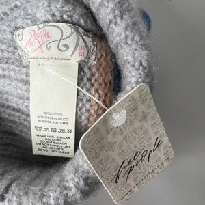 Free People Grey Striped Beanie Hat NWT thumbnail 5