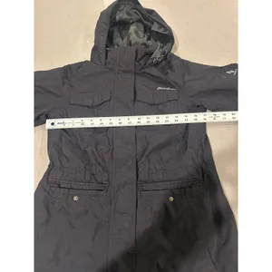 Eddie Bauer Travex Womens XS‎ Black Hooded Utility Field Jacket Rain Coat thumbnail 3