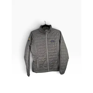 Patagonia Nano Puff Full Zip Grey Jacket Primaloft Outdoor Hiking LOGO Womens Sm thumbnail 2