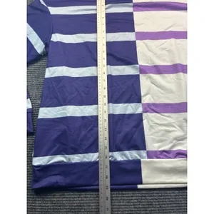 Purple‎ White Striped Colorblock Long Sleeve Crewneck Top Oversized Womens 3XL thumbnail 6