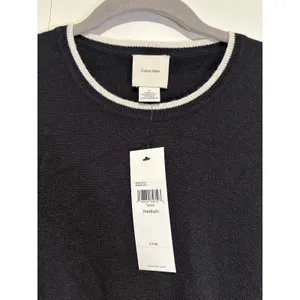 Calvin Klein Women's Black Contrast Trim Crewneck Sweater Size M NWT thumbnail 3