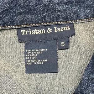 Tristan & Iseut Denim Button Down Shirt Dress Small Cowgirl Western Cottage‎ EUC thumbnail 7
