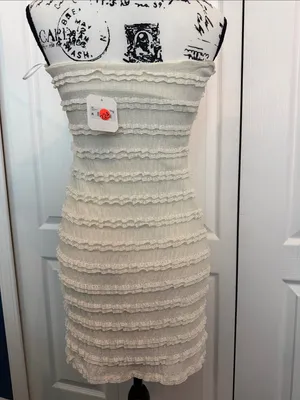 Altar'd State Cream Strapless Ruffle Mini Dress thumbnail 2