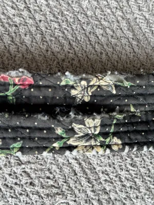 Vintage Handmade Quilted Sewing Bag Black Cherry Print thumbnail 8