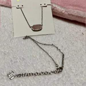 Kendra Scott Elisa Rose Quartz Necklace Silver thumbnail 4