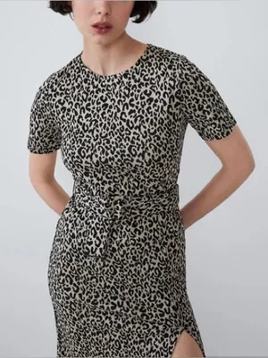 NWT Zara Animal Print Dress with Side Slit Size M thumbnail 3