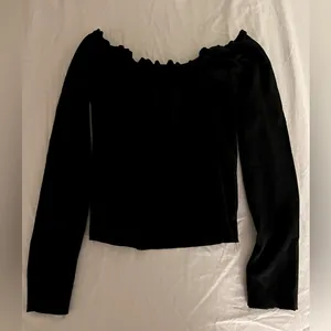 ASOS off shoulder black top in Size XS thumbnail 2