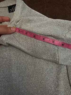 Vintage 80s 90s Alexis Fashions Silver Metallic Lurex Knit Dress Made in USA thumbnail 11