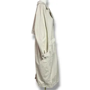 Free People Perry Military Duster Trench Coat in French Oat Grunge Denim Medium thumbnail 9