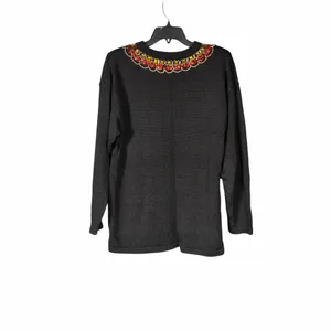 VTG 80s 90s Black Beaded Sweater Size Large Jeweled Embellished Statement Glam thumbnail 3