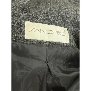 Sandro Vintage Double Breasted Wool Blend Knee Length Coat Black/Gray Size 16 thumbnail 5