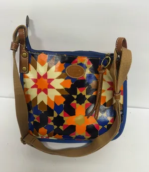 Fossil Multicolor Starburst Pattern Crossbody Bag with Tan Strap thumbnail 1