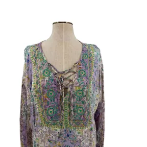 Anthropologie‎ Odetta Embroidered Boho Peasant Top Lavender Petite MP NWT thumbnail 5