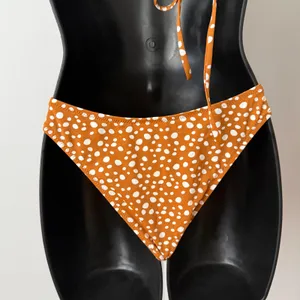 Rhythm‎ Polka Dot Bikini Set Rust Orange White Triangle Top S High Cut Bottoms M thumbnail 5