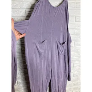 Saturday Sunday Jumpsuit Womens Small Purple Excellent Ribbed Knit Tie Waist thumbnail 8