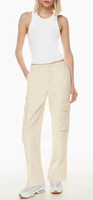 Aritzia TNA Troop Cream Ivory Cargo Utility Straight Leg Pants Size 2 thumbnail 1