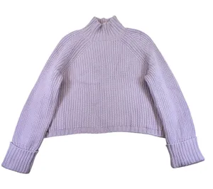 Abercrombie & Fitch Lavender Purple Mock Neck‎ Ribbed Chunky Knit Sweater Small thumbnail 1