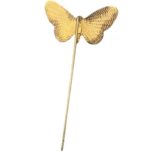 Vintage Estate Butterfly Brooch & Lapel Hat Stick Pin 2 Pc. Set Gold Tone Metal thumbnail 7