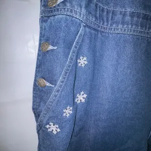 Vintage Disney Winnie the Pooh Eeyore Denim Overalls Blue Snowflake Embroidered thumbnail 6