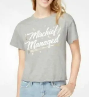 Harry Potter Mischief Managed Cropped T Shirt Juniors XL Gray Raw Hem thumbnail 9
