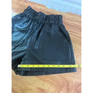 SCHHJZPJ Black Faux Leather Paperbag Waist Shorts XS‎ Pockets High Rise thumbnail 8