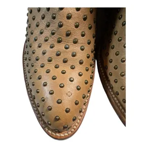Matisse Faithful Camel Tan Leather Brass Studded Western Ankle Boots Sz 9 thumbnail 4