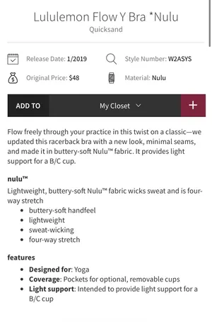 Lululemon FlowY Bra *Nulu Quicksand 6 thumbnail 10