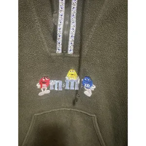 Vintage M&M's Fleece Hoodie Green Size M Candy Characters Pullover Zip Retro Y2K thumbnail 4