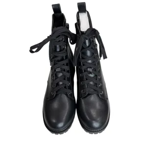 Soda Combat Ankle Boots Womens 8 Black Faux Leather Lace‎ Up Chunky Y2K Grunge thumbnail 3