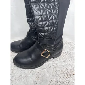 Torrid Quilted black knee high wide calf zip up boots sz 6 thumbnail 4