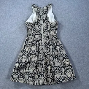 Gianni Bini Gold Metallic Racerback Sleeveless Dress Size XSmall Flare High Neck thumbnail 8