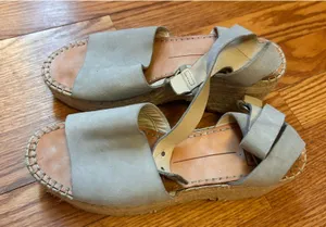 Blue/Grey wedge sandles Blue Size 7.5 thumbnail 3