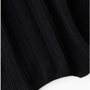 H&M Black Ribbed Knit Bodycon Dress Large NWT Minimalist LBD thumbnail 5