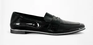 Mango Black Patent Faux Leather Loafers Shoes Size 6 thumbnail 1