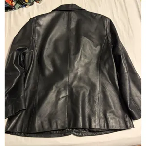 Worthington Black Genuine Lambskin Leather Blazer Jacket‎ Petite Large 3-Button thumbnail 5