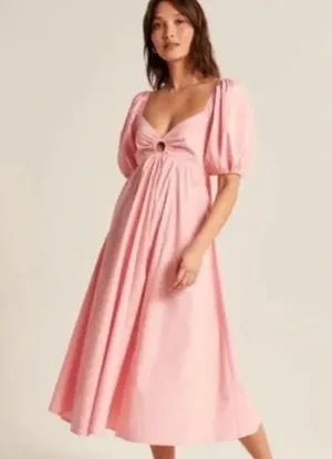 Abercrombie O Ring Midi Dress Pink Small thumbnail 1
