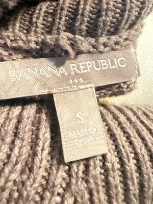 Banana Republic S Brown Striped Poncho Cape Turtleneck Cotton Wool thumbnail 4