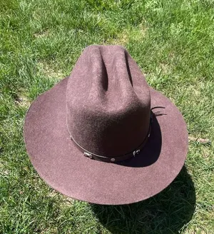 Brown Wool Western Fedora Cowboy Hat with Studded Belt thumbnail 4