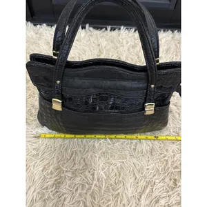 Vintage Black Embossed‎ Crocodile Texture Top Handle Handbag Gold Hardware Women thumbnail 5