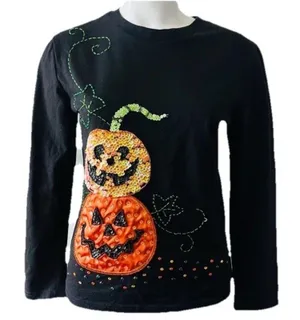 Cresions Halloween Pumpkins Long Sleeve Top Size L thumbnail 1